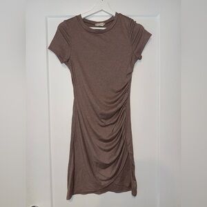 Altar'd State Brown Ribbed Mauve Mini Dress Ruched Side Size M